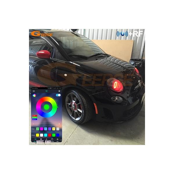 フィアット アバルト 500 C 595 695 RF リモート BT アプリ超高輝度マルチカラー RGB LED エンジェルアイズキットハローリングカーアクセ