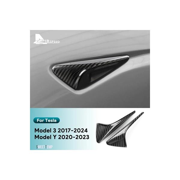 互換品 サイドカメラカードライボンカバーアクセサリー テスラ 3 2017-2022 2023 2024 リアルハードカーボン モデル Y ハイランド