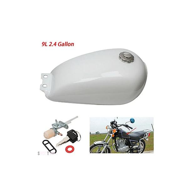 互換品】 スズキ バイク ホワイト 9L 2.4 ガロン ガス燃料タンク GN125