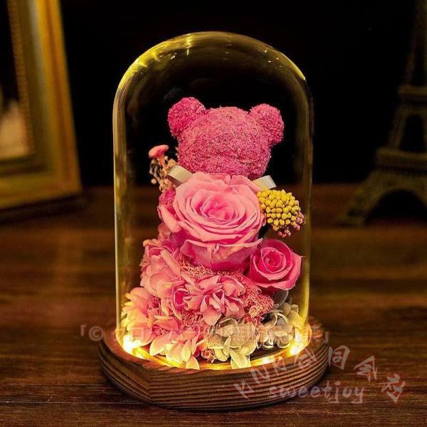 ?プリザーブドフラワーガラスドームled付き（底座に単四電池2本をご使用ください。電池は付属しておりません） 本体サイズ：12.5*17cm?プリザーブドフラワー生のお花を、美しい姿で長期保存することができように、専用の溶液を用いて加工され...