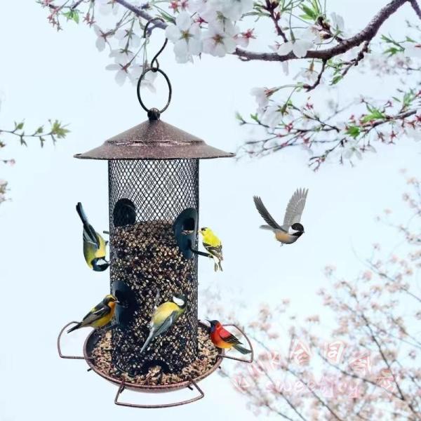 [耐久性のある金属構造とリス耐性]この屋外の鳥の餌箱は頑丈な金属でできています,ハングアップすることができます.たとえリスがその上に立つことができたとしても,フィーダーを傷つけることもありません.魅力的なブロンズデザイン,天候や屋外に耐える...
