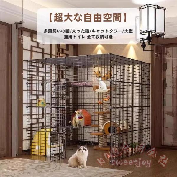 ? フェンス 犬 室内：弊社犬ケージ、金属ステンレスとpp樹脂製、超大型小庭捕獲プレイペンモード切り替え自在、屋内と屋外、別荘バルコニーとパティオに使用することが可能です。? DIYペットベビーサークル：金属ワイヤーグリッド付きペットケージ...