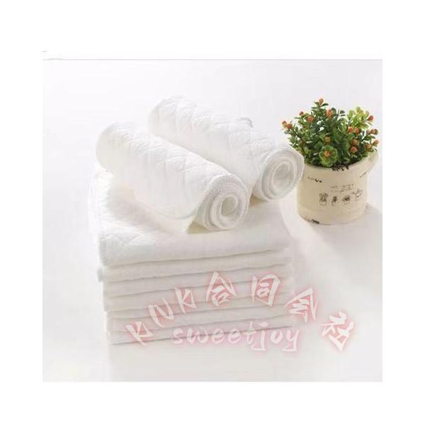 3層布おむつです。折りたたむ必要なしの成形タイプ♪パッドタイプで簡単装着できます。おむつカバーにセットしてお使いください。トレーニングパンツに重ねての使用もおすすめです♪サイズについて画像をご参照ください。素材について綿混