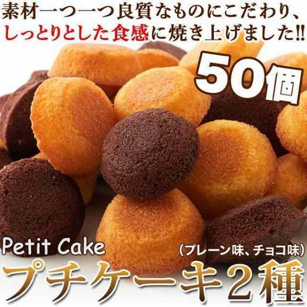 フランス産発酵バター使用 プチケーキ 2種 プレーン味 チョコ味 50個 お菓子 個包装 一口サイズ