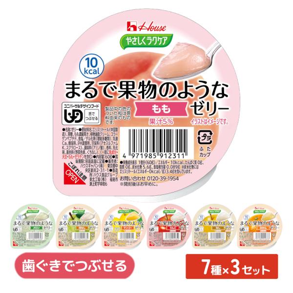 介護食 ゼリー デザート やさしくラクケア まるで果物のようなゼリー 7種×3セット 果汁入り