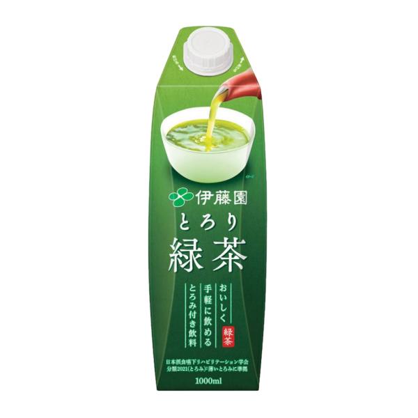 緑茶 とろみ飲料 介護 ドリンク 伊藤園 とろり緑茶 紙パック 1000ml 屋根型 キャップ付容器