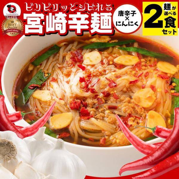 1000円 ポッキリ ラーメン 宮崎辛麺 ご当地ラーメン２食 スープ付 (乾燥具材) 辛麺 激辛 簡単 本格 辛いラーメン ポイント消化 ご当地グルメ 爆買