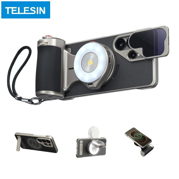 TELESIN Samsung Galaxy S26 Ultra 対応 Phone Camera Master Grip Kit スマホカメラグリップ ケース付き 10Xフラッシュ 2in1 ND16フィルター