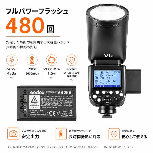���{���K�㗝�X�i Godox V1-C TTL �t���b�V���X�g���{ 76Ws 2.4G���C�����XX�V�X�e�������@TLL/M/Multi HSS �L���m�� Canon ��჌�t�@V1C ���i�摜3