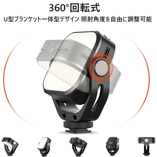VIJIM VL66 LED�~�j�r�f�I���C�g 360����]�� ���^ USB-C�[�d�� 2000mAh�o�b�e���[ ���i�K���� �Ǝˊp�x�����\ 3200k�`6500k�F���x CRI95 Ulanzi ���i�摜1