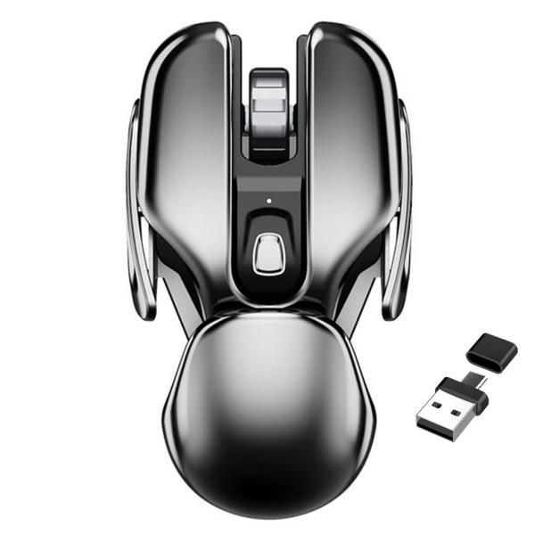 ワイヤレスマウス 充電式 2.4GHz 金属ボディ USB Type-C/USB-A 兼用レシーバー 1600DPI 6ボタン Mac Windows ノートパソコン PC 両手対応 オフィス