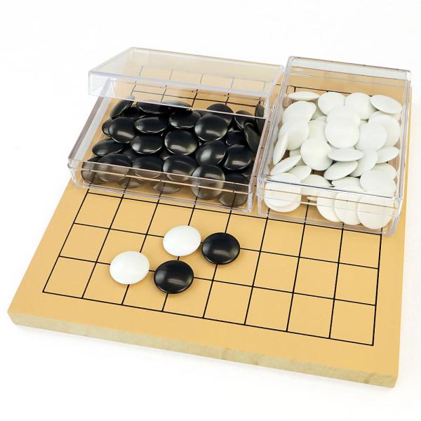 囲碁セット 木製9路盤セット（プラ碁石椿・プラ透明箱）囲碁入門