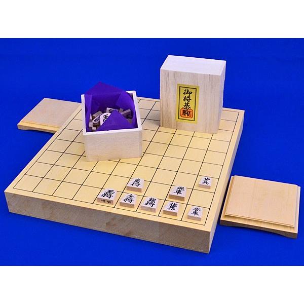 将棋セット ヒバ1寸5分卓上将棋盤セット(木製将棋駒白椿上彫駒)【囲碁