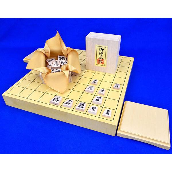 木製将棋セット ヒバ1寸5分卓上将棋盤セット【特売品】(木製将棋駒白椿