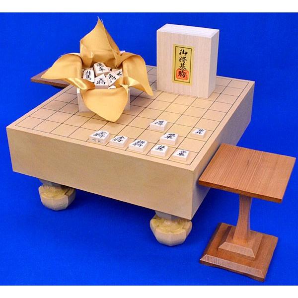 本桂3寸　足付碁盤 将棋セット 本桂3寸足付将棋盤セット【特売品】(将棋駒白椿上彫駒