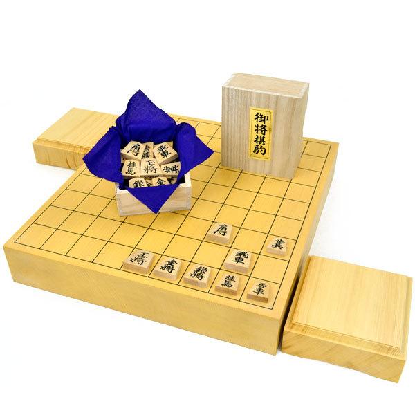 木製将棋セット 本桂2寸一枚板卓上将棋盤セット【特売品】(将棋駒黄楊