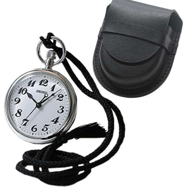 セイコー(SEIKO)鉄道時計と正美堂オリジナル革ケース(ブラック)ホック