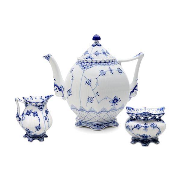 3点セット＞ ロイヤルコペンハーゲン 103 ブルーフルーテッド フル