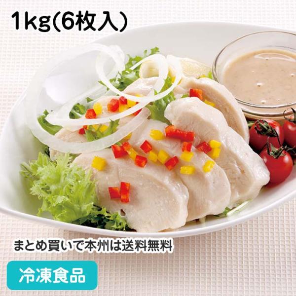 鶏ムネ肉をサラダオイルに浸し、仕上げに真空加熱調理することで、しっとりやわらかい食感に仕上げました。スライス済で解凍調理のみで使用できるので、お取扱いしやすくいろいろなメニューに使用して頂けます。開封後は即日ご使用下さい。■原材料：鶏肉(中...