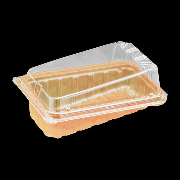 【業務用】【常温商品】【規格内容】幅９９×奥行１６８×本体の最大高５０（蓋セット時のフランジ部を除いた蓋の最小高１５）ｍｍ【厚み】０．３ｍｍ【耐冷耐熱温度】８０℃【販売形態】折蓋型【形状】外嵌合蓋【材質】ＯＰＳ【補足２】使い捨て【色】茶／透...