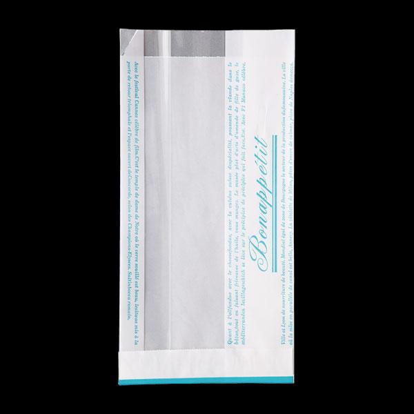 【業務用】【常温商品】【規格内容】仕上幅１２０（マチ７０）×長さ２２５＋ベロ１８ｍｍ【材質】耐油紙５０Ｇ、窓ＯＰＰ３０ミクロン【補足１】耐油加工【補足２】使い捨て【色】透明白青【柄】柄付【商品特徴】耐油紙だから油の強いものでも安心。余分な油...