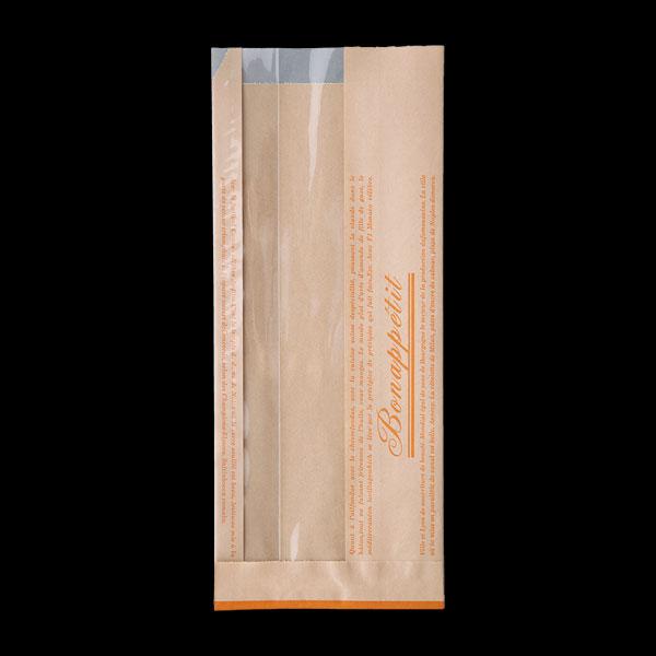 【業務用】【常温商品】【規格内容】仕上幅１２０（マチ７０）×長さ２７５＋ベロ１８ｍｍ【材質】未晒片艶耐油紙５０Ｇ、窓ＯＰＰ３０ミクロン【補足１】耐油加工【補足２】使い捨て【色】透明茶橙【柄】柄付【商品特徴】耐油紙だから油の強いものでも安心。...