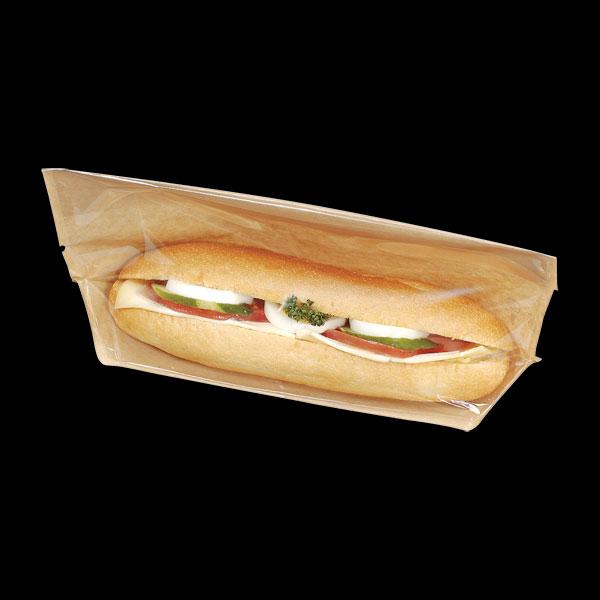 【業務用】【常温商品】【規格内容】幅２００×長さ１５０（底マチ４０）ｍｍ【材質】本体：未晒クラフト紙５０ｇ／ＰＰ２０μ、窓：ＯＰＰボードン２５μ【キーワード】サンドイッチ袋、パン袋、タートルパック【商品特徴】防曇フィルムを使用でディスプレイ...