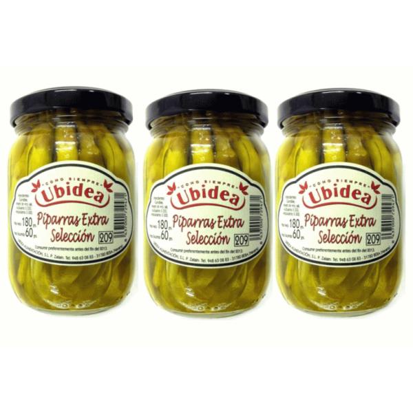 【送料について】６点で送料無料！店舗内商品組み合わせOKです♪※沖縄、離島を除く原材料：青唐辛子、塩、食塩、クエン酸、ビタミンC 内容量：180g(固形量：６０g）×３本原産国：スペイン・スペイン産、青唐辛子の酢漬けです・スペイン北部ナバー...