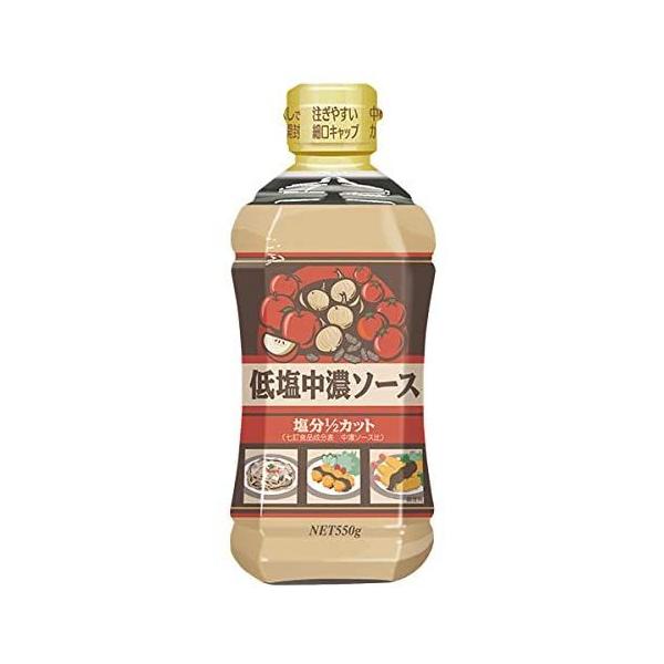 《商品の説明》・通常の中濃ソースに比べ、塩分を1/2カットしました。・野菜・果物を豊富に含む本格派の中濃ソースでマイルドな味に仕上げました。・注ぎやすい細口キャップになりました。《原材料・成分》醸造酢（国内製造）、野菜・果物（トマト、デーツ...
