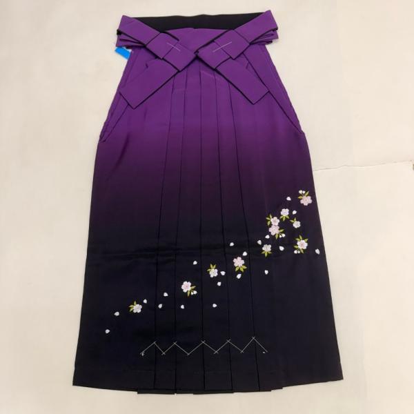 袴 S size 紐下丈87cm 行灯袴 卒業袴 女性用袴  紫 ぼかし 刺繍 中古 5861