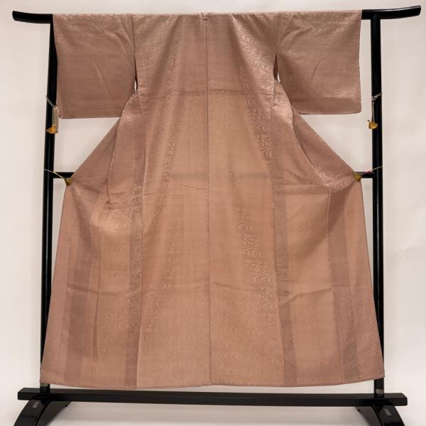 色無地 単衣 洗える着物 紋入り 裄63.3cm 身丈156.3cm ポリエステル 肌色 S サイズ 6383