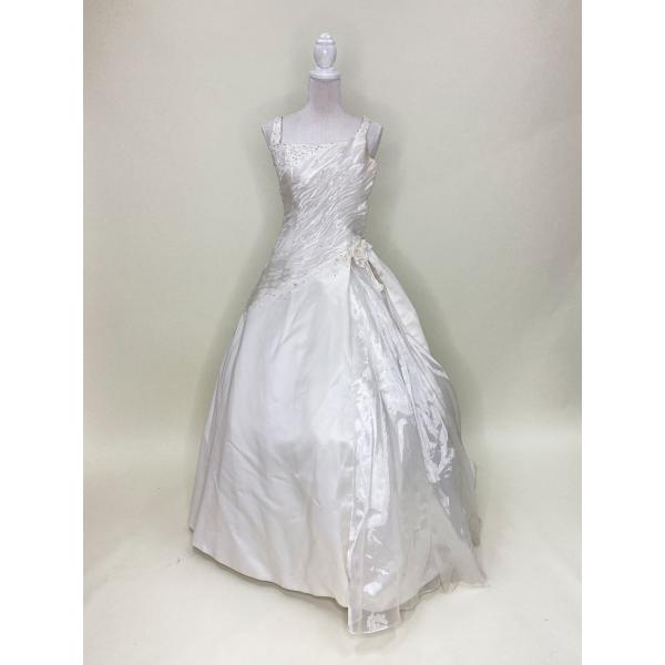 [327] ウエディングドレス １１号サイズ 中古 訳あり】中古 ウェディングドレス オフショルダー 11号程度 ホワイト