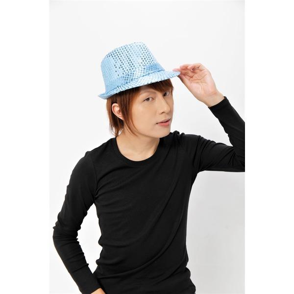 ds-〔コスプレ〕 スパンコールハット /帽子 〔ライトブルー〕 ポリエステル製 頭囲約60ｃｍ 〔イベント 仮装 舞台小物〕
