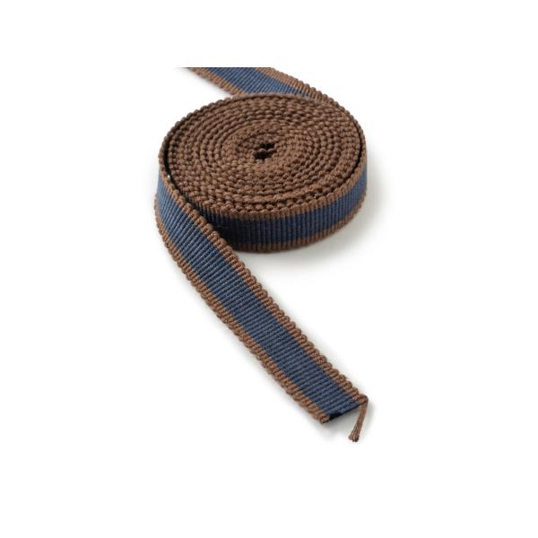 【播州工藝】国内産 真田紐 平紐 6分 幅約約18mm No.13 約3m 紺茶 綿100％  日本製 和紐 茶道具 桐箱紐 バッグ持ち手 ベルト ハンドメイド素材