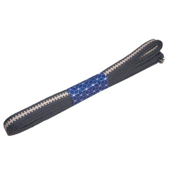 【播州工藝】帯締め 袋紐3分 125cm(幅約9mm)(No6 水色白)真田紐 綿100％ ほどけにくい 端紐処理済