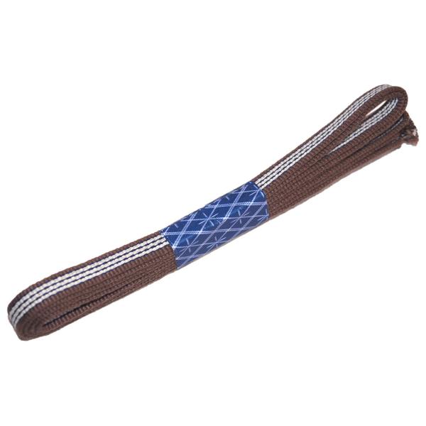 【播州工藝】帯締め 袋紐3分 125cm(幅約9mm)(No9 茶白)真田紐 綿100％ ほどけにくい 端紐処理済