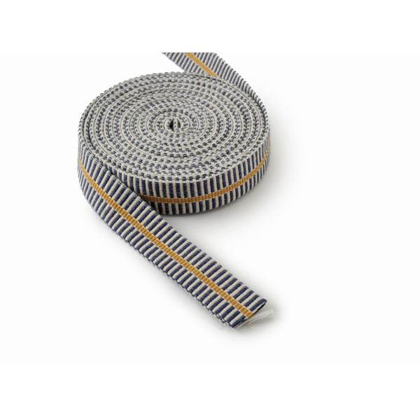 【在庫限り】【播州工藝】真田紐 袋紐 6分 約18mm 約1.55m No.5 紺白黄 綿100％ 遠州柄 ほどけにくい