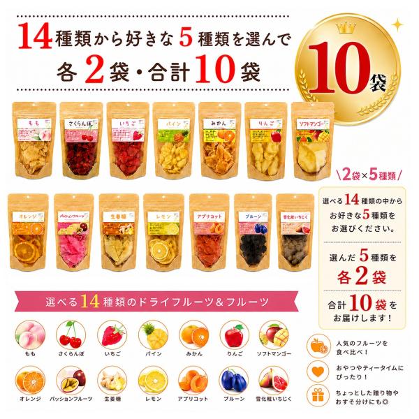 ドライフルーツ 選べる10袋セット 14種類から選べる 2袋×5種類 食べ比べ 送料無料 ハッピーカンパニー