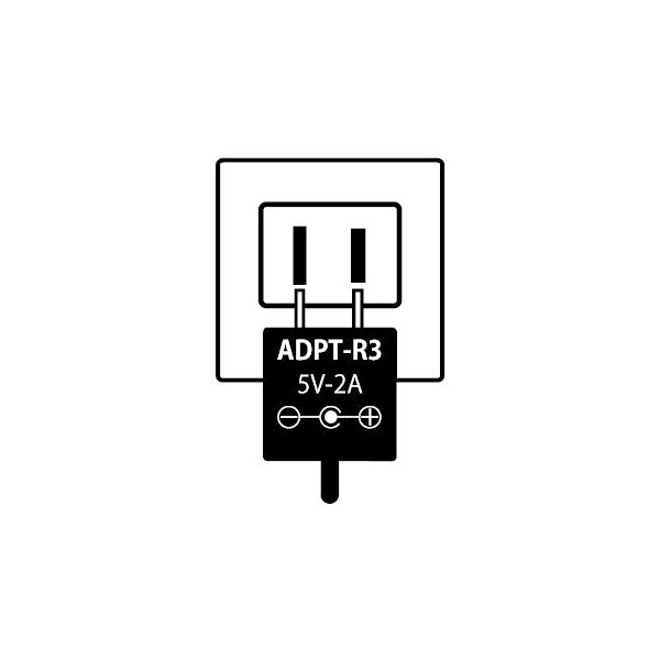 ADPT-R3　ACアダプター・入力電圧：AC100V-240V・出力電圧： 5V-4A・極性：センタープラス・ケーブル長：1.5m