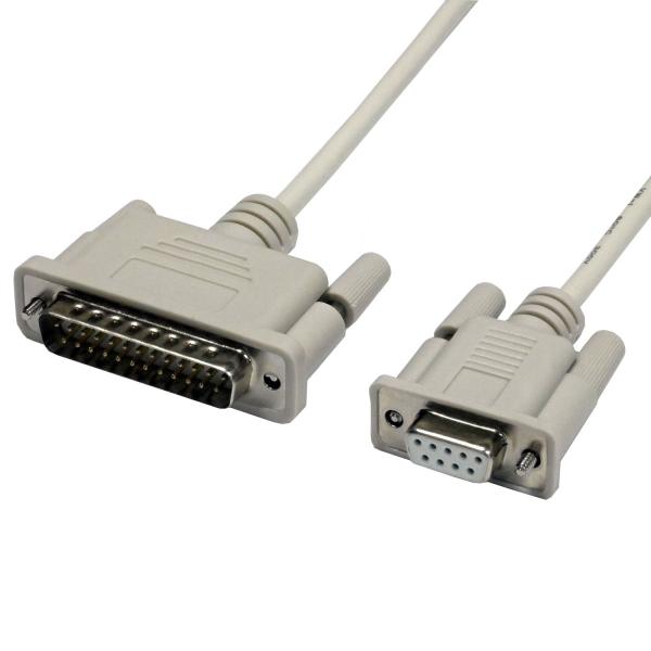 CBL16S RS232Cストレートケーブル Dsub9P(メス/インチネジ) - Dsub25P(オス/ミリネジ) 1.8m