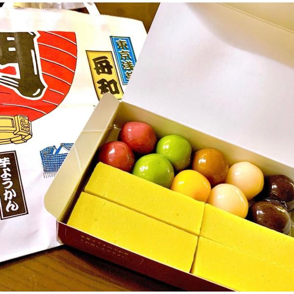 【商品名】浅草 舟和 芋ようかん・あんこ玉詰合せ【熨斗可】4本10玉(芋ようかん・あんこ玉(小豆）2個・あんこ玉(白：いんげん)2個・あんこ玉(茶：抹茶) 2個・あんこ玉(紅：いちご)2個・あんこ玉(珈琲) 2個・あんこ玉(みかん)2個)消...