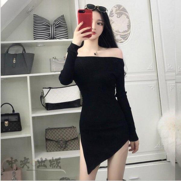 タイトワンピース レディース ミニワンピース オフショルダー 無地 長袖 冬 秋冬 きれいめの価格と最安値 おすすめ通販を激安で