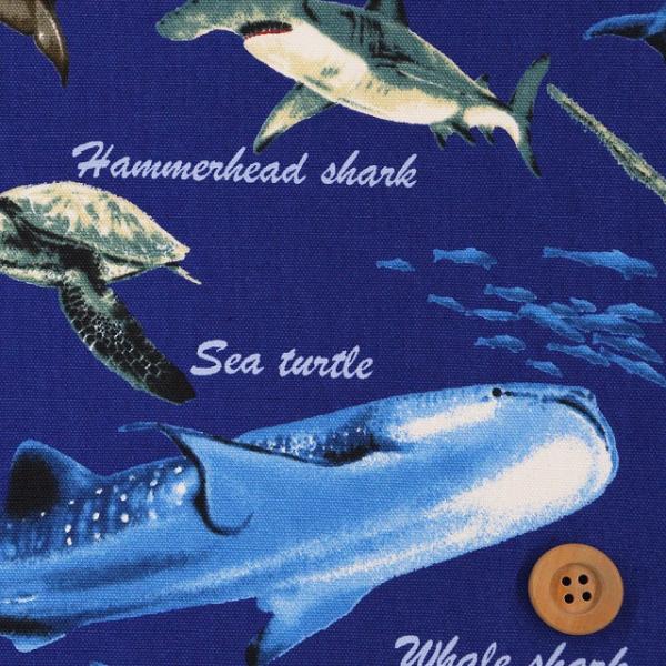 海の生きもの／ブルー（オックス生地） : ホビーショップサンドウ
