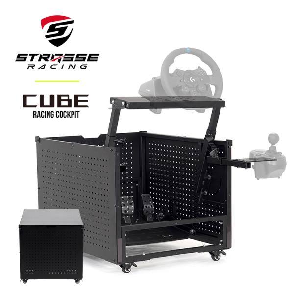 STRASSE CUBE レーシングコックピットベース キューブ 収納型 隠せる リビング向け シフター台標準装備 グランツーリスモ レースゲーム[ハンコン ストラッセ]