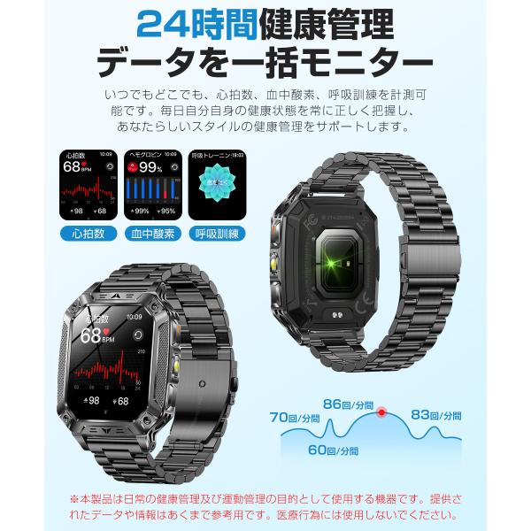 �X�}�[�g�E�H�b�` Bluetooth�ʘb 2.01�C���` 1400mAh��e�ʃo�b�e���[ �����_�f �S�� ���� �J�����[ ���N�Ǘ� ���M�ʒm IP68�h�� �����d�� �r���v SW01 ���i�摜4