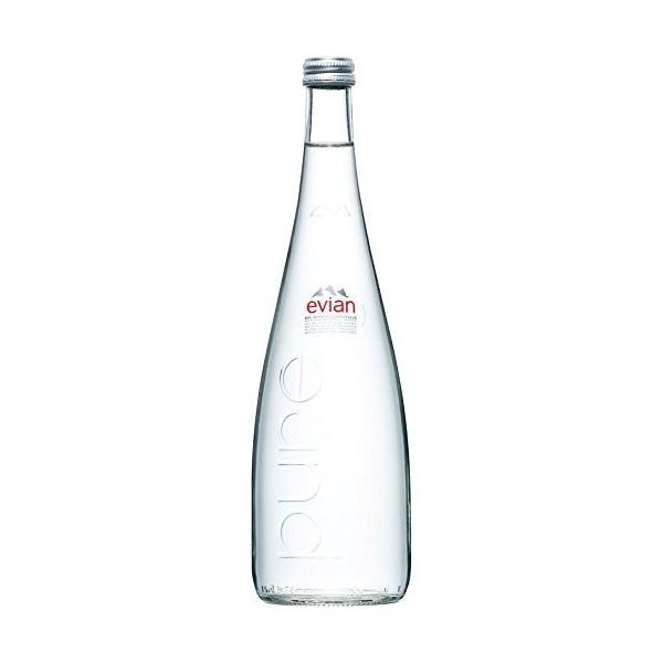 ギフト プレゼント evian エビアン グラスボトル 瓶 750ml 12本 正規輸入品 フランス ナチュラルミネラルウォーター スティル ケース販売 本州のみ送料無料