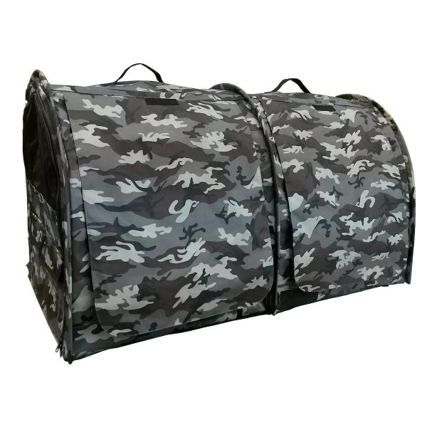 ペットアイ ポータブルケージ ダブル カモフラグレー 2フロア/2ルーム