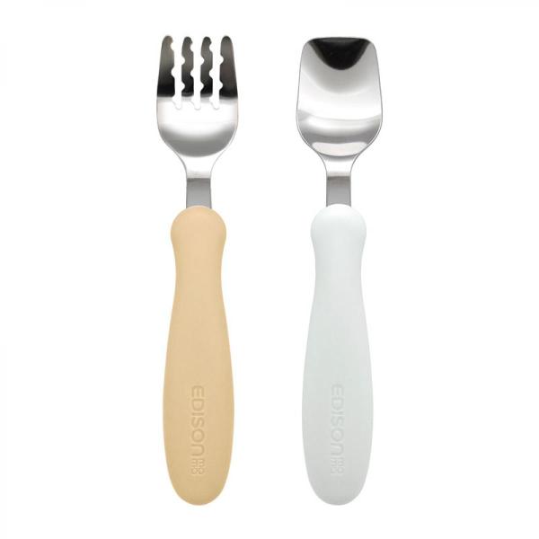 他サイト： エジソンママ フォーク&amp;スプーン ミルク&amp;ポテト 1.5歳頃〜 ケース無 KJ2836 食べやすい ステンレスの商品画像