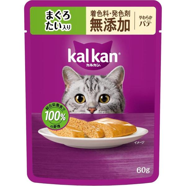 他サイト： 【在庫有・即納】 マース カルカン パウチ やわらかパテ まぐろ たい入り 60g×12袋 無添加 成猫用 キャットフード ウエットフード 総合栄養食 kalkanの商品画像