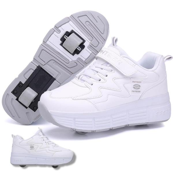 ★SNSで大バズり中のローラーシューズです。後輪ローラーは靴底に収納可能です。カカトのボタンを押したまま、ローラーを押せば収納できます。前輪ローラーは収納不可ですが、取り外しが可能です。付属のフタをはめ込めば通常履きのスポーツシューズとして...